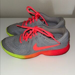 Nike Kids Gray and Red Athletic Shoes